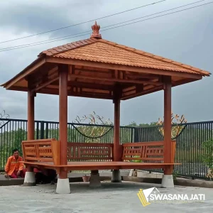 Gazebo Minimalis Natural Jati - GZ-SW004