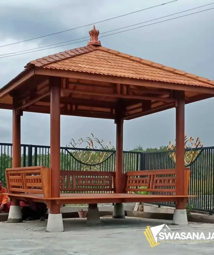 Gazebo Minimalis Natural Jati - GZ-SW004
