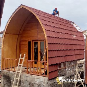 Rumah Lumbung Minimalis Segitiga Kayu Jati