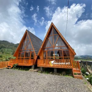 Rumah Kayu Modern Triangle Segitiga Full Jati RK-SW003