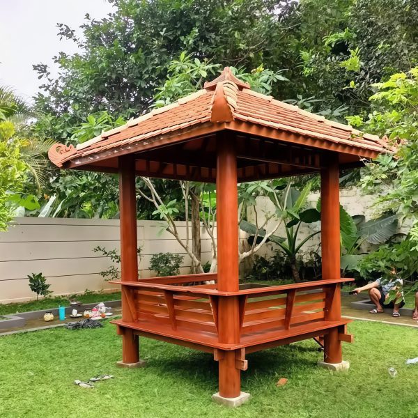 Gazebo Taman Minimalis Jati GZ-SW007 - Image 2