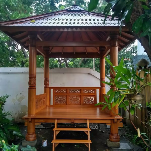 Gazebo Taman Minimalis Jati GZ-SW007