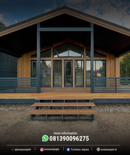 Rumah Kayu Industrial Modern 10x8 Meter