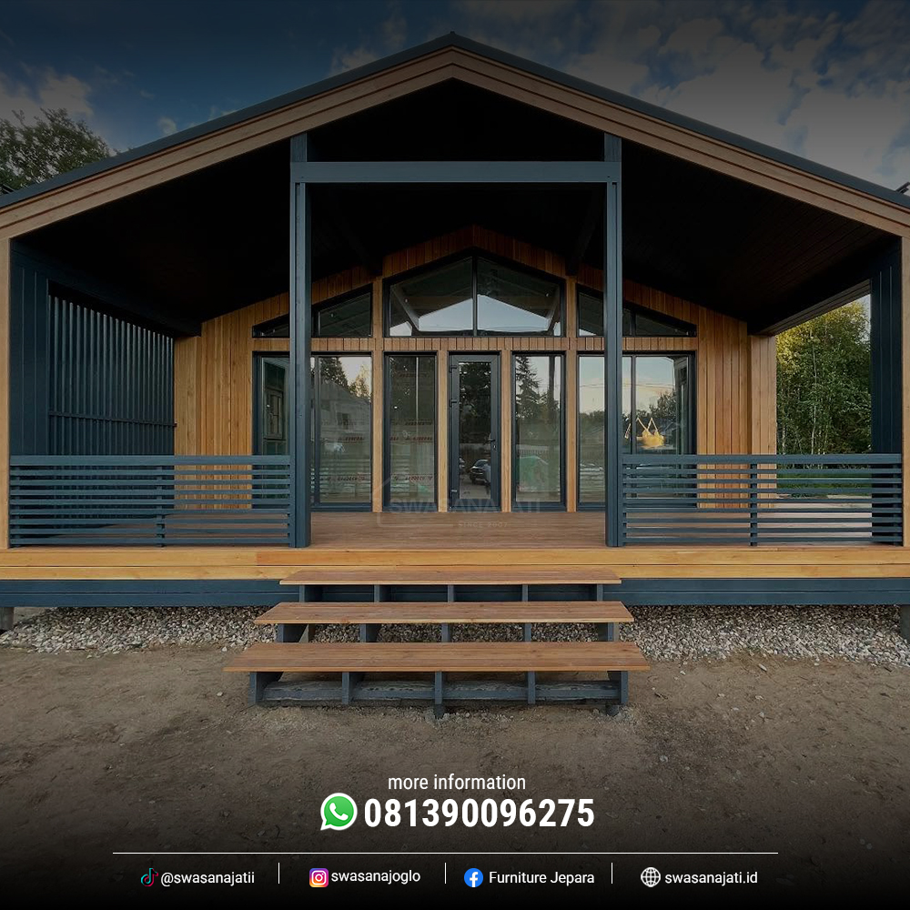 Rumah Kayu Industrial Modern 10x8 Meter
