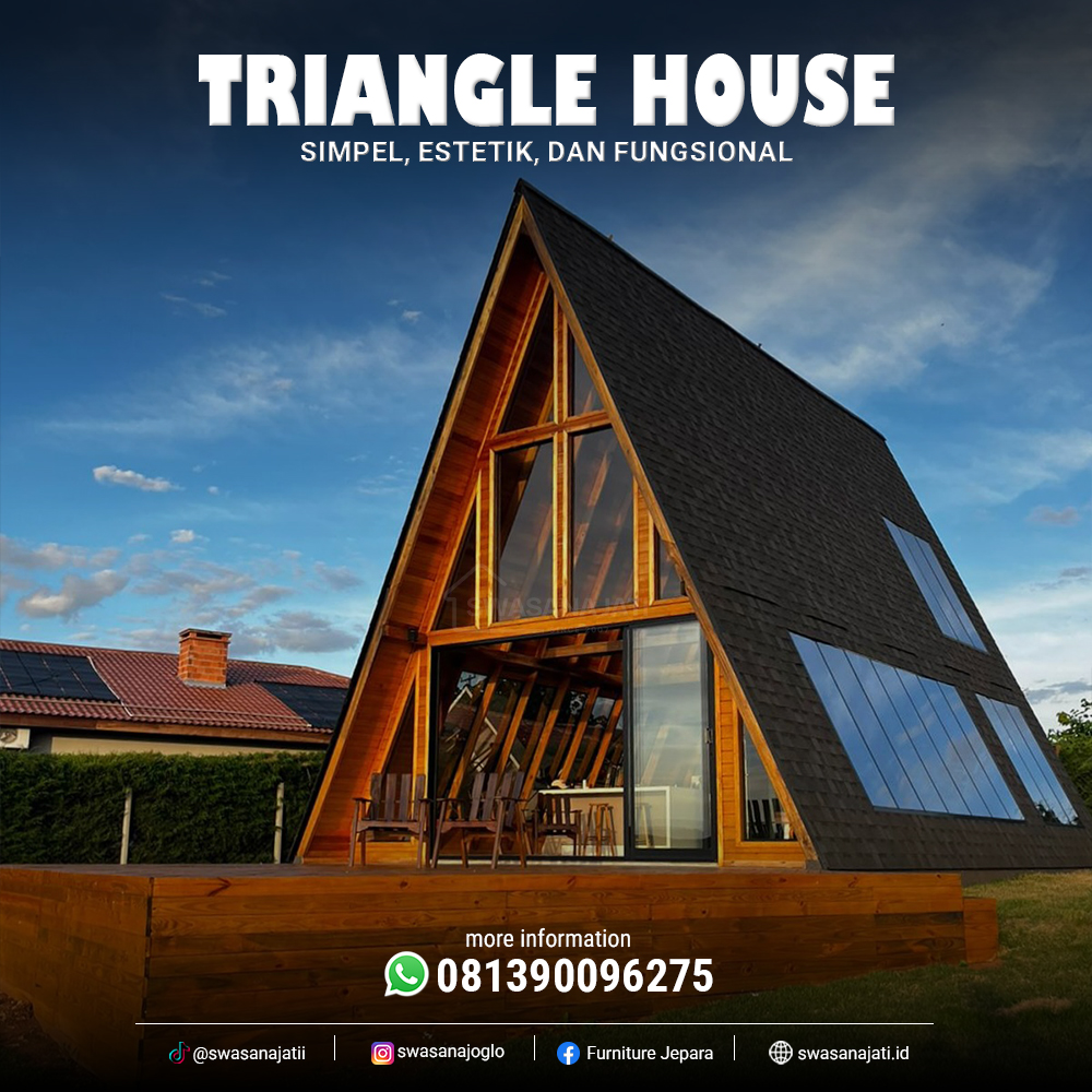 Rumah Segitiga Modern Kayu Jati Solid RK-SW011