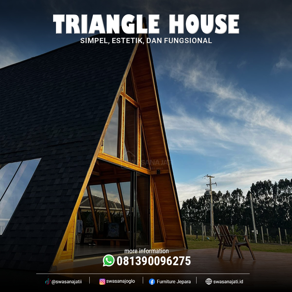 Rumah Segitiga Modern Kayu Jati Solid RK-SW011 - Image 2