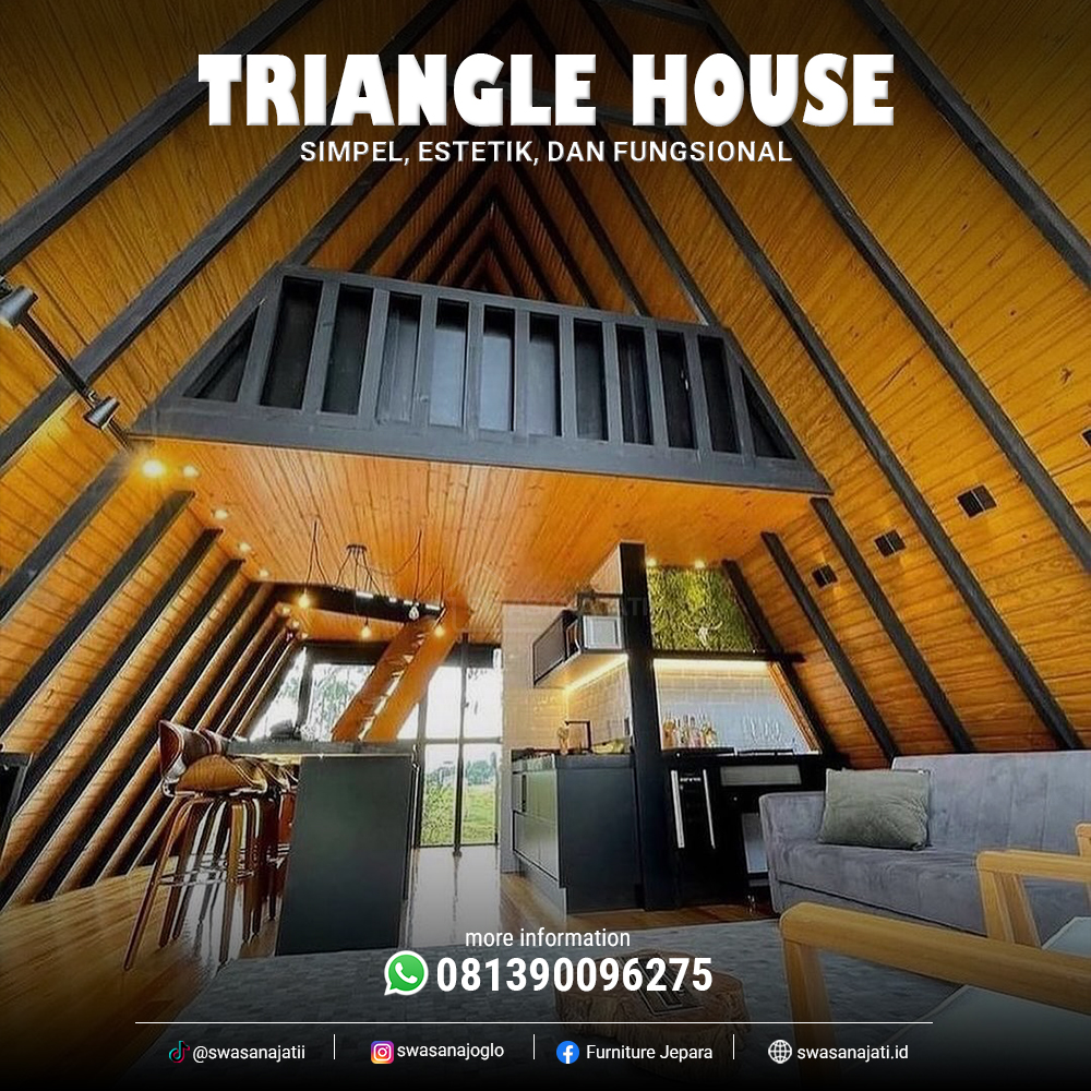 Rumah Segitiga Modern Kayu Jati Solid RK-SW011 - Image 3