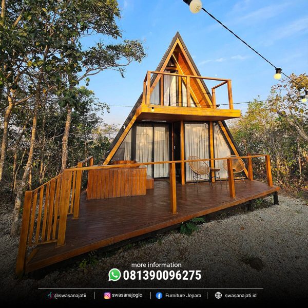 Rumah Kayu Triangle 2 Lantai Minimalis Modern Jati - Image 2