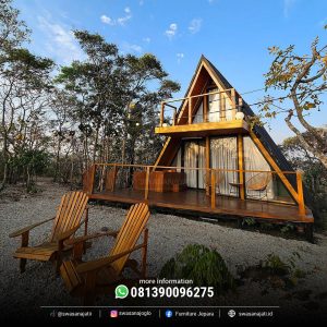 Rumah Kayu Triangle 2 Lantai Minimalis Modern Jati