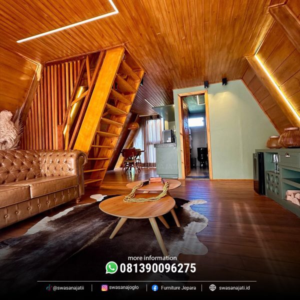 Rumah Kayu Triangle 2 Lantai Minimalis Modern Jati - Image 4