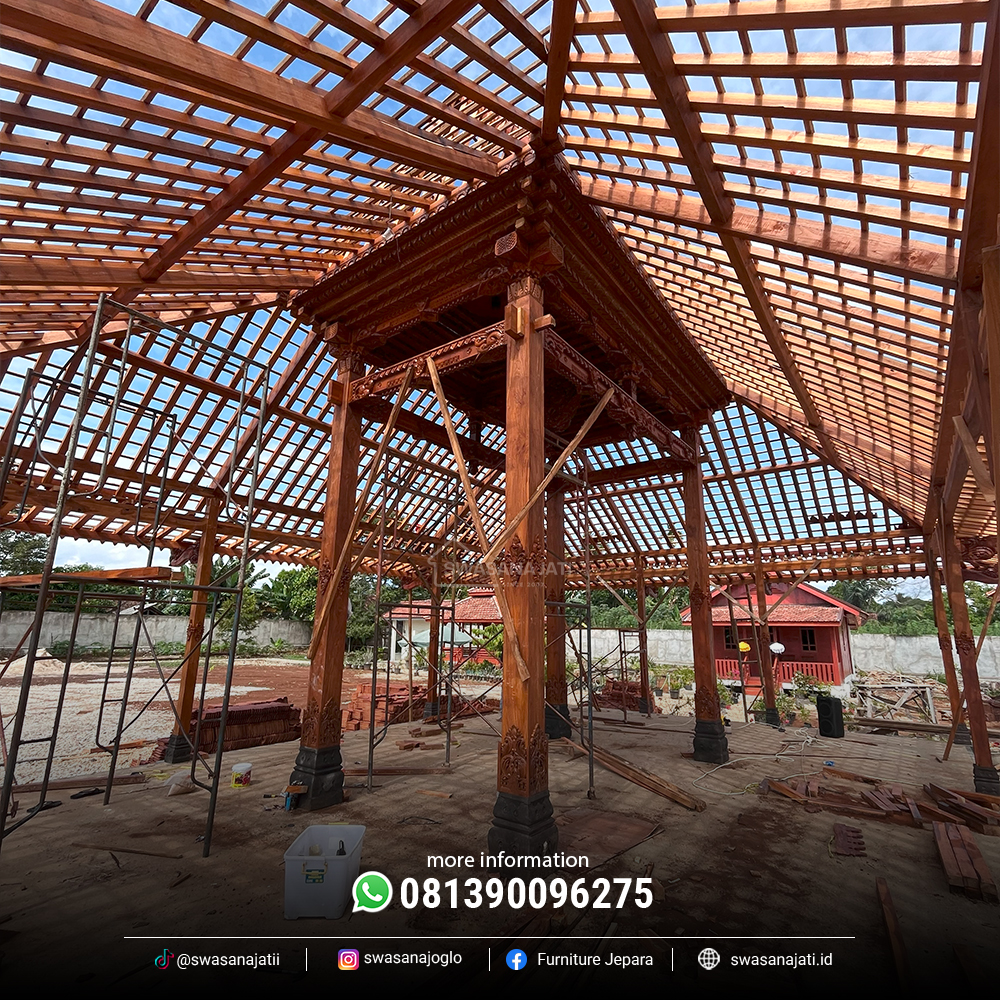 Joglo Pendopo Soko 22 cm Jati Solid - Image 8