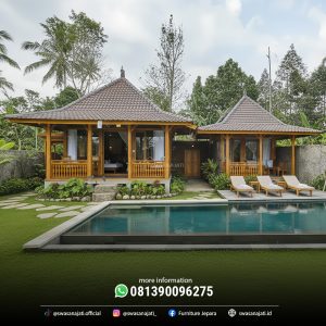 Rumah Villa Kayu Minimalis Klasik Jati Jepara